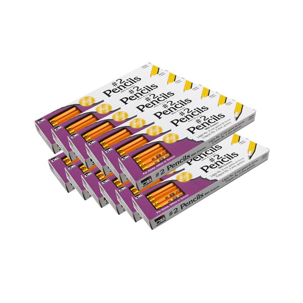 No. 2 Pencil with Eraser, Unsharpened, 12 Per Pack, 12 Packs. Picture 1