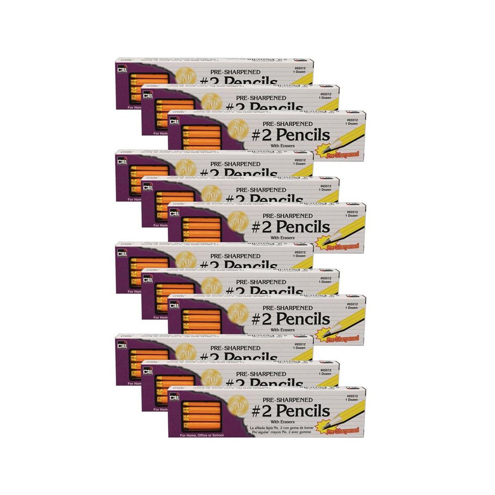 No. 2 Pencil with Eraser, Pre-Sharpened, Yellow, 12 Per Pack, 12 Packs. Picture 1