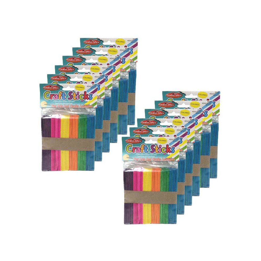 Colored Craft Sticks, Regular Size, 4-1/2" x 3/8", 150 Per Pack, 12 Packs. Picture 1