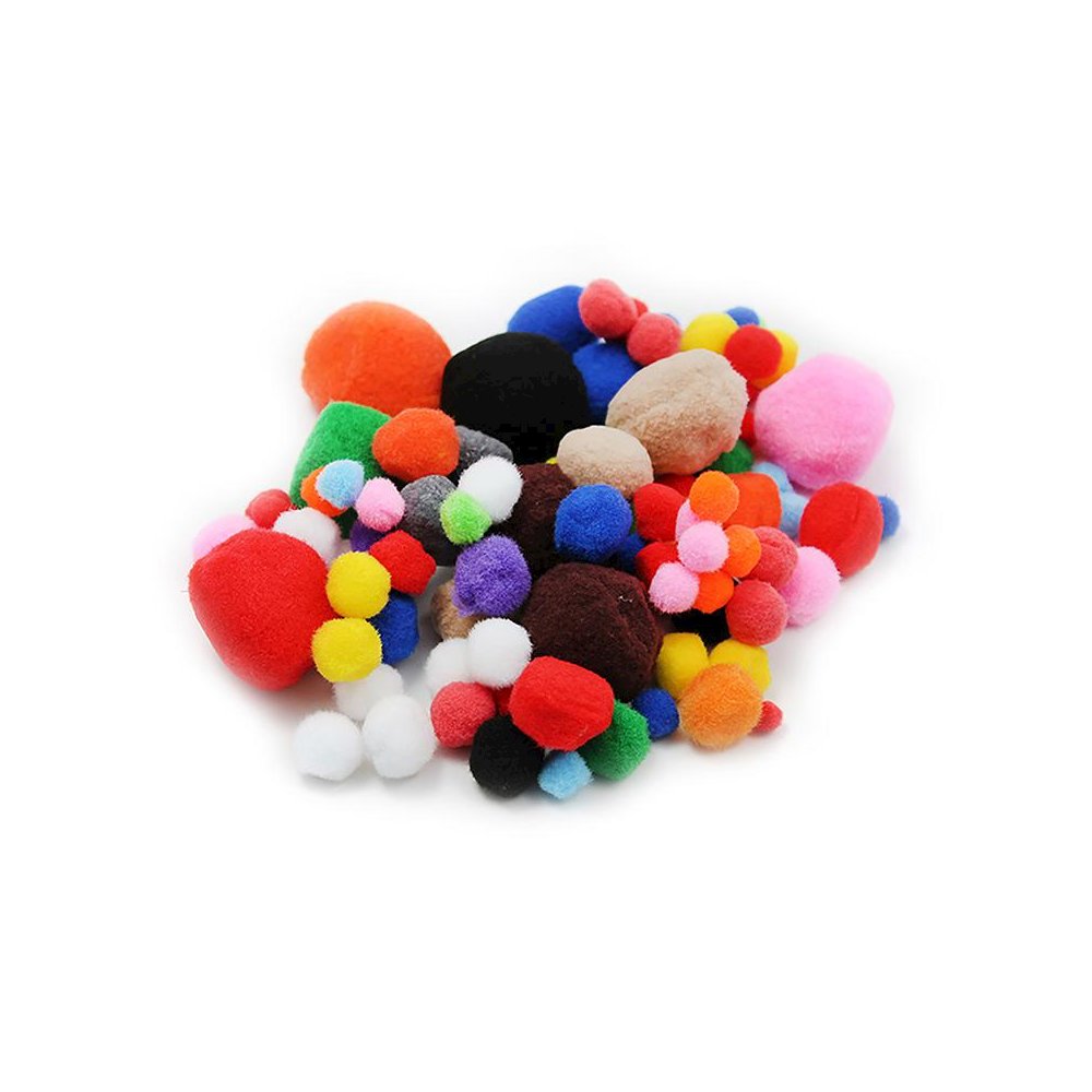 Pom Poms Assorted Sizes & Colors, 1 Pound. Picture 1