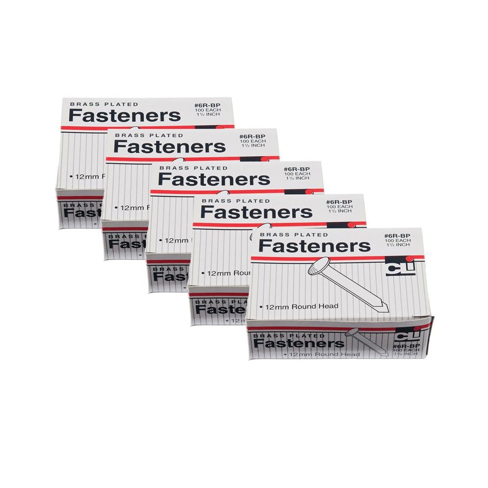 Brass Paper Fasteners 1.5", 100 Per Pack, 5 Packs. Picture 1