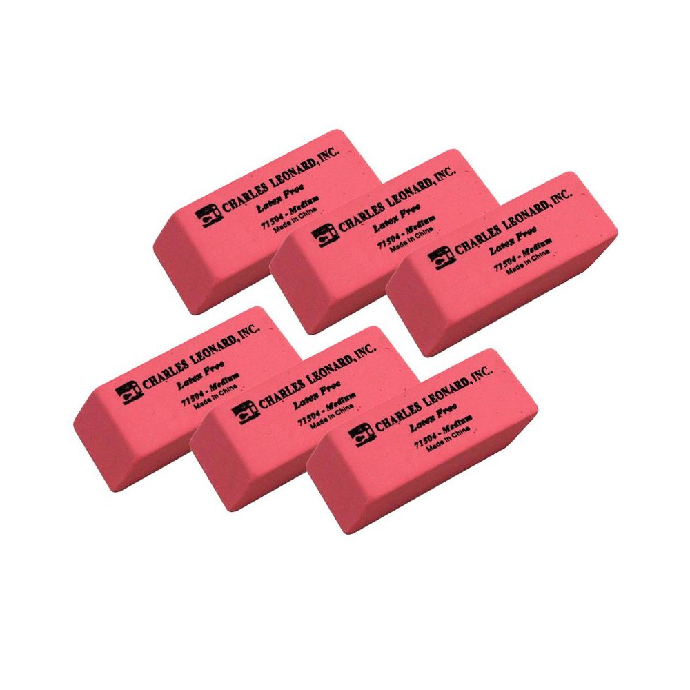 Eraser, Synthetic, Latex Free, Wedge Shape, Pink, Medium, 24 Per Box, 6 Boxes. Picture 1