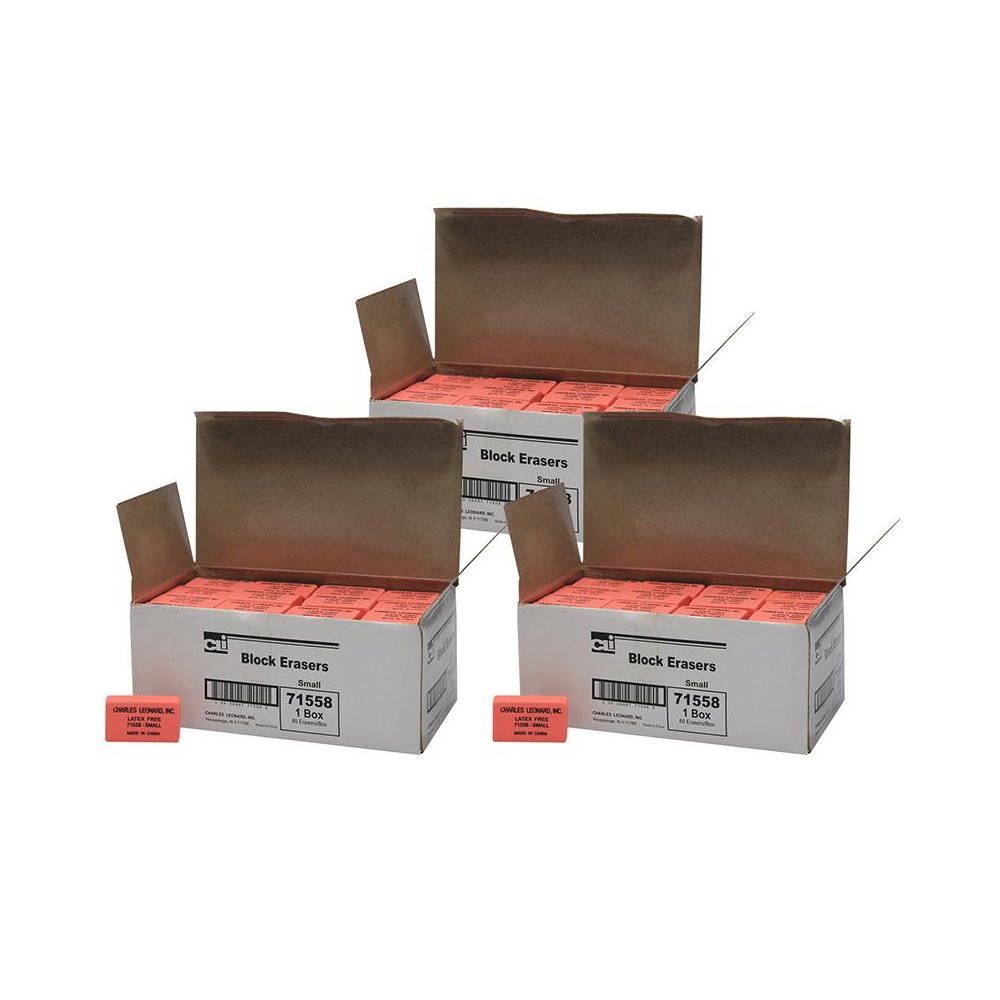 Pencil Eraser - Latex Free - Block Shape - Small - 80 per Box, 3 Boxes. Picture 1