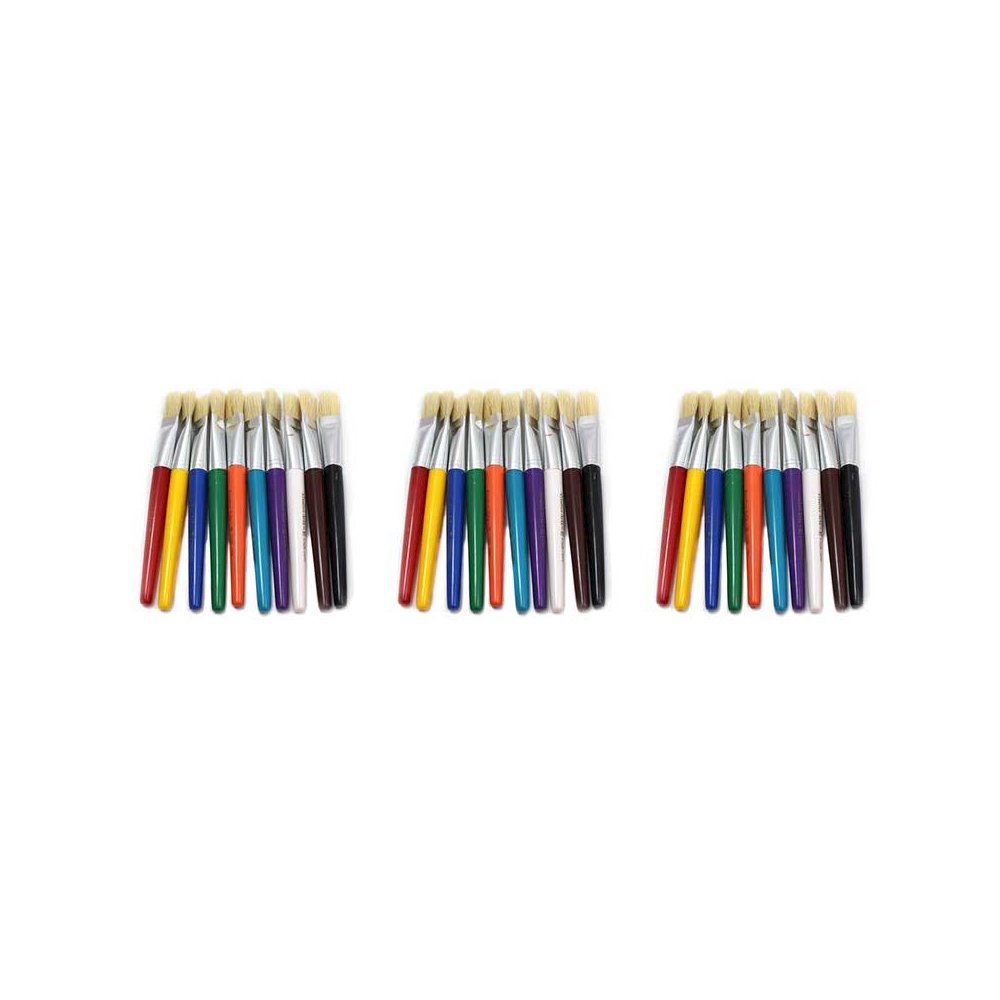 Creative Arts Stubby Flat Brushes, Assorted Colors, 10 Per Pack, 3 Packs. Picture 1