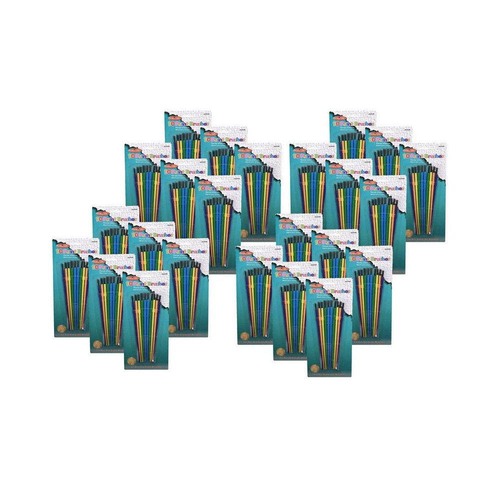 Plastic Artist Paint Brushes, Assorted Sizes and Colors, 10 Per Pack, 24 Packs. Picture 1