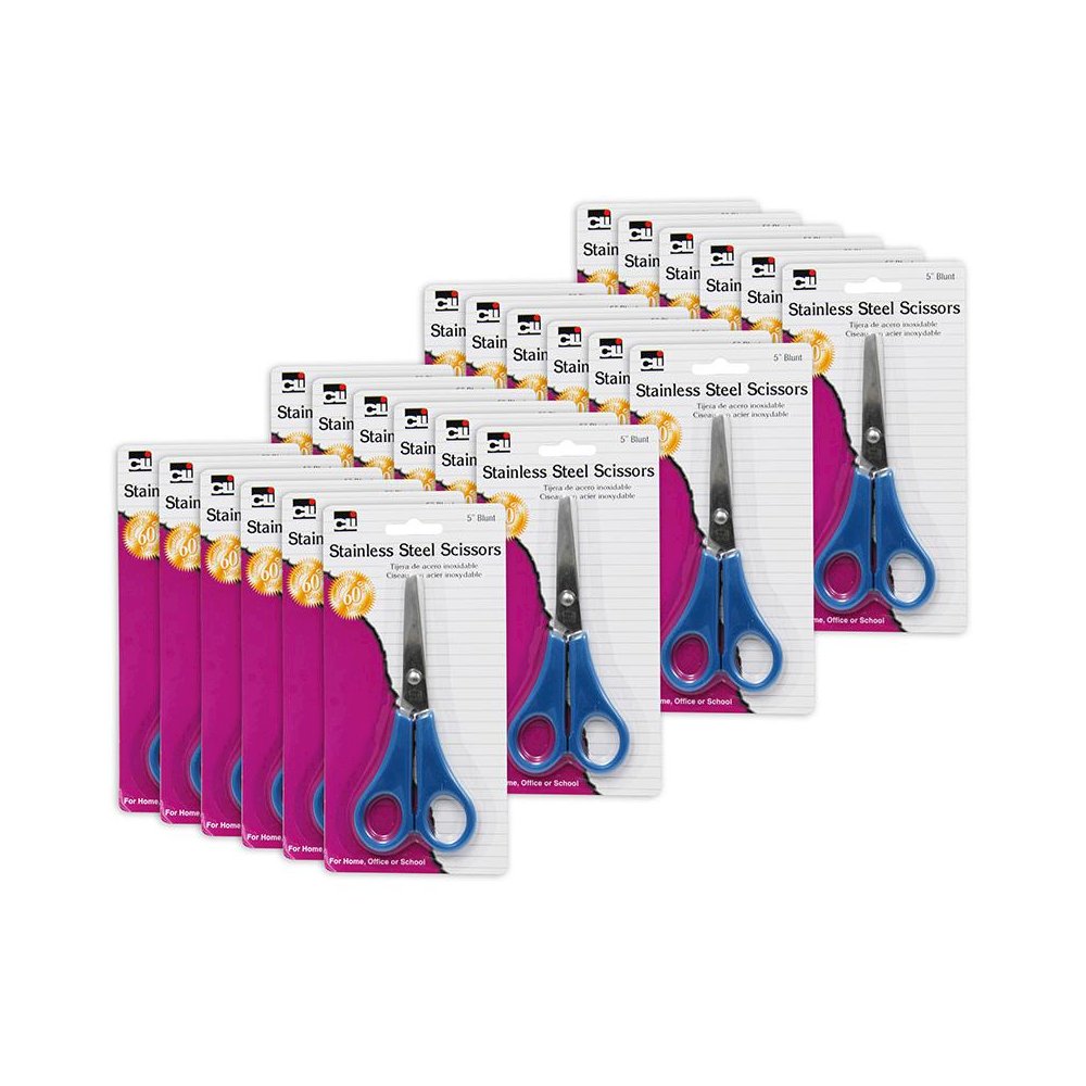 Student Scissors, 5" Blunt Tip, Assorted Colors, Pack of 24. Picture 1