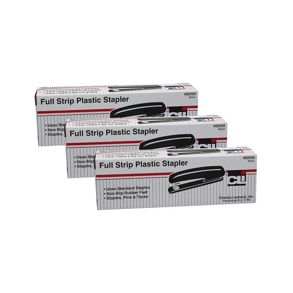 Full Strip Stapler, Black, Pack of 3. Picture 1