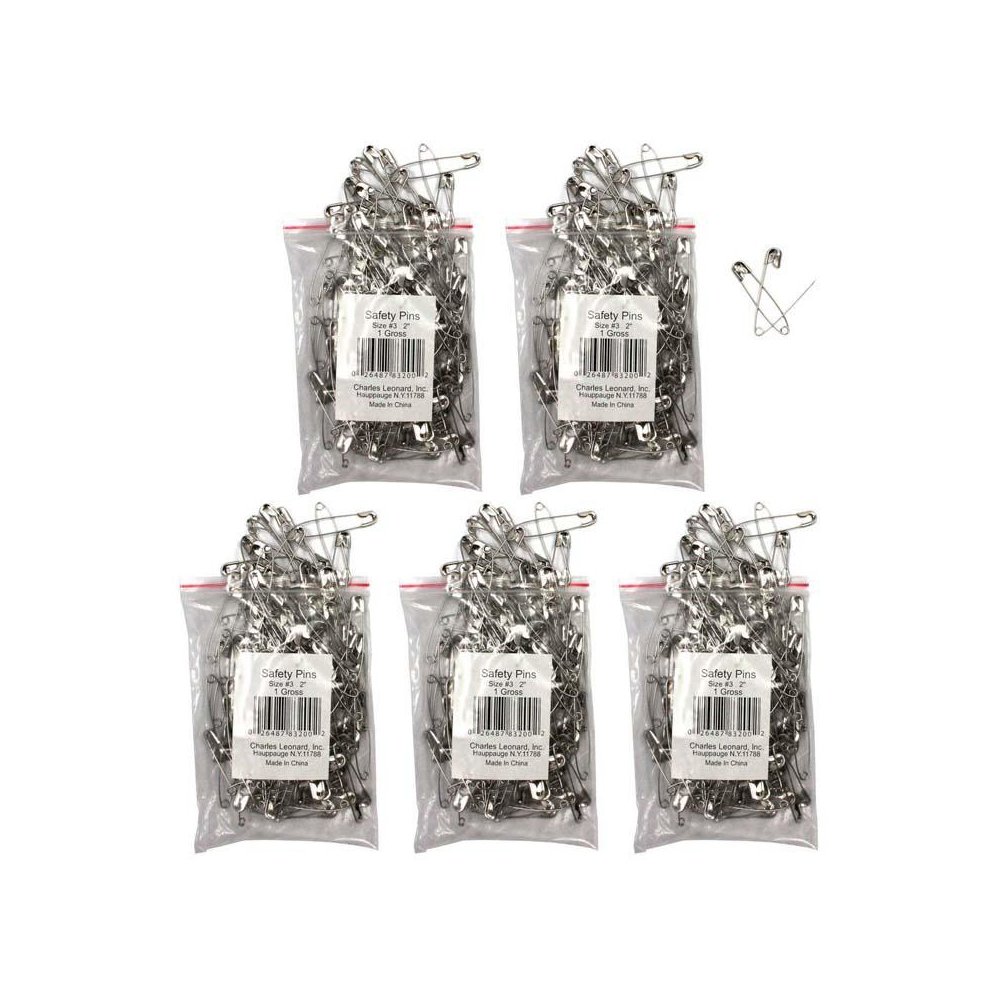 Safety Pins 2", 144 Per Pack, 5 Packs. Picture 1