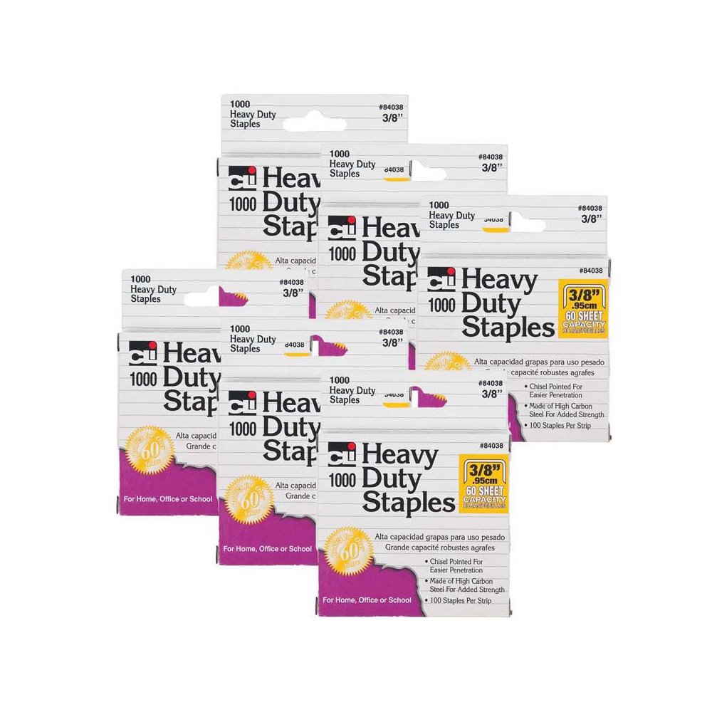 Heavy Duty Staples, 3/8", 1000 Per Pack, 6 Packs. Picture 1