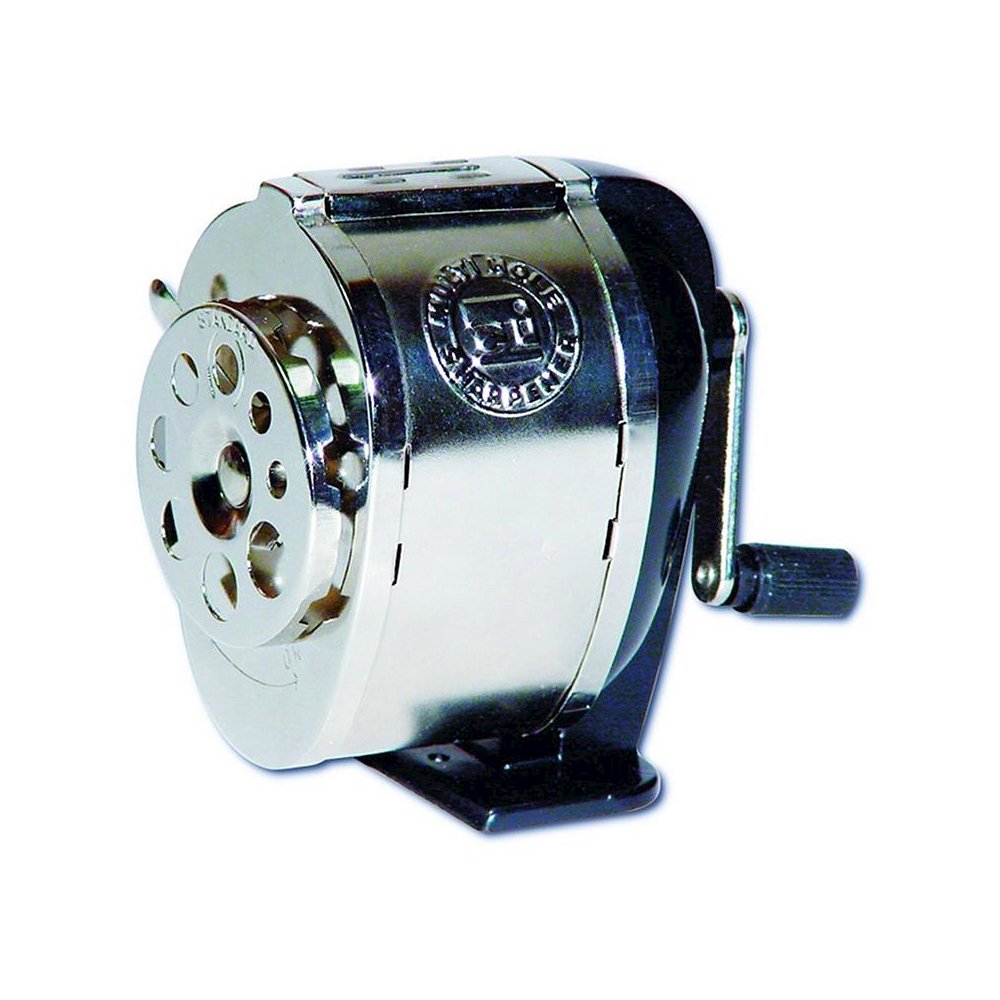 Mountable Heavy Duty Steel Pencil Sharpener, Multi Size Pencil Holes, Silver. Picture 1