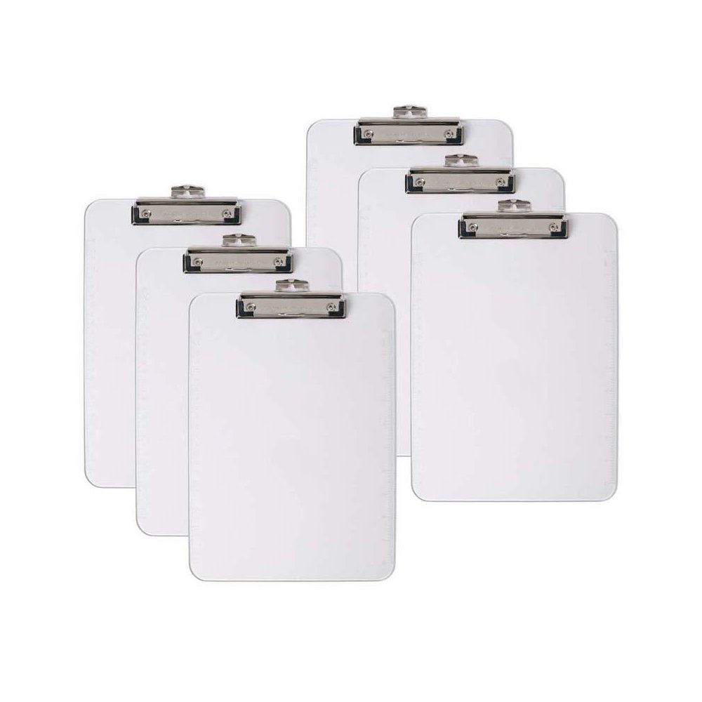 Letter Size Plastic Clipboard, Clear, Pack of 6. Picture 1