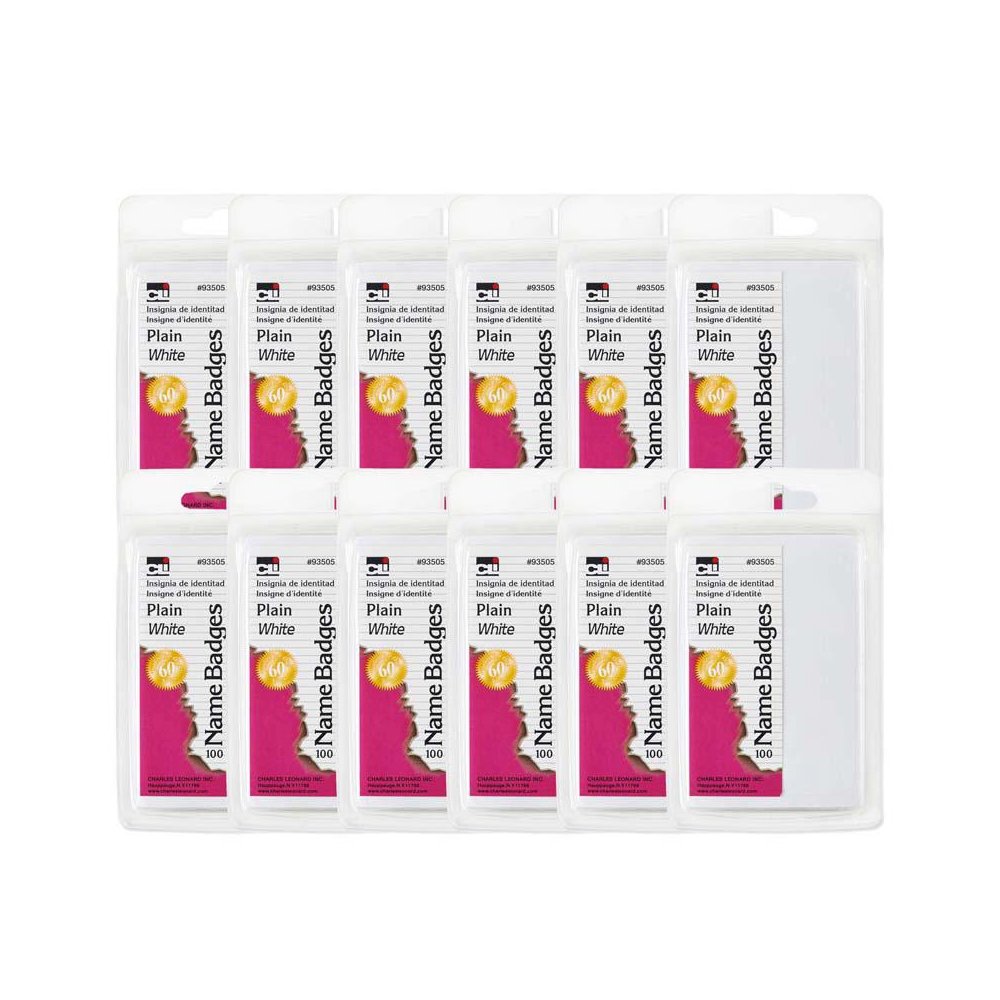 Self-Adhesive Name Badges, Plain, White, 100 Per Pack, 12 Packs. Picture 1