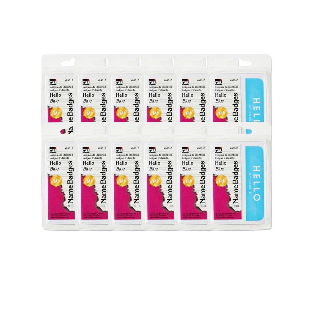 Self-Adhesive Name Badges, Hello, Blue, 100 Per Pack, 12 Packs. Picture 1