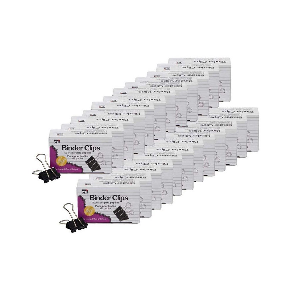Binder Clips, Medium, 5/8" Capacity, 12 Per Box, 24 Boxes. Picture 1
