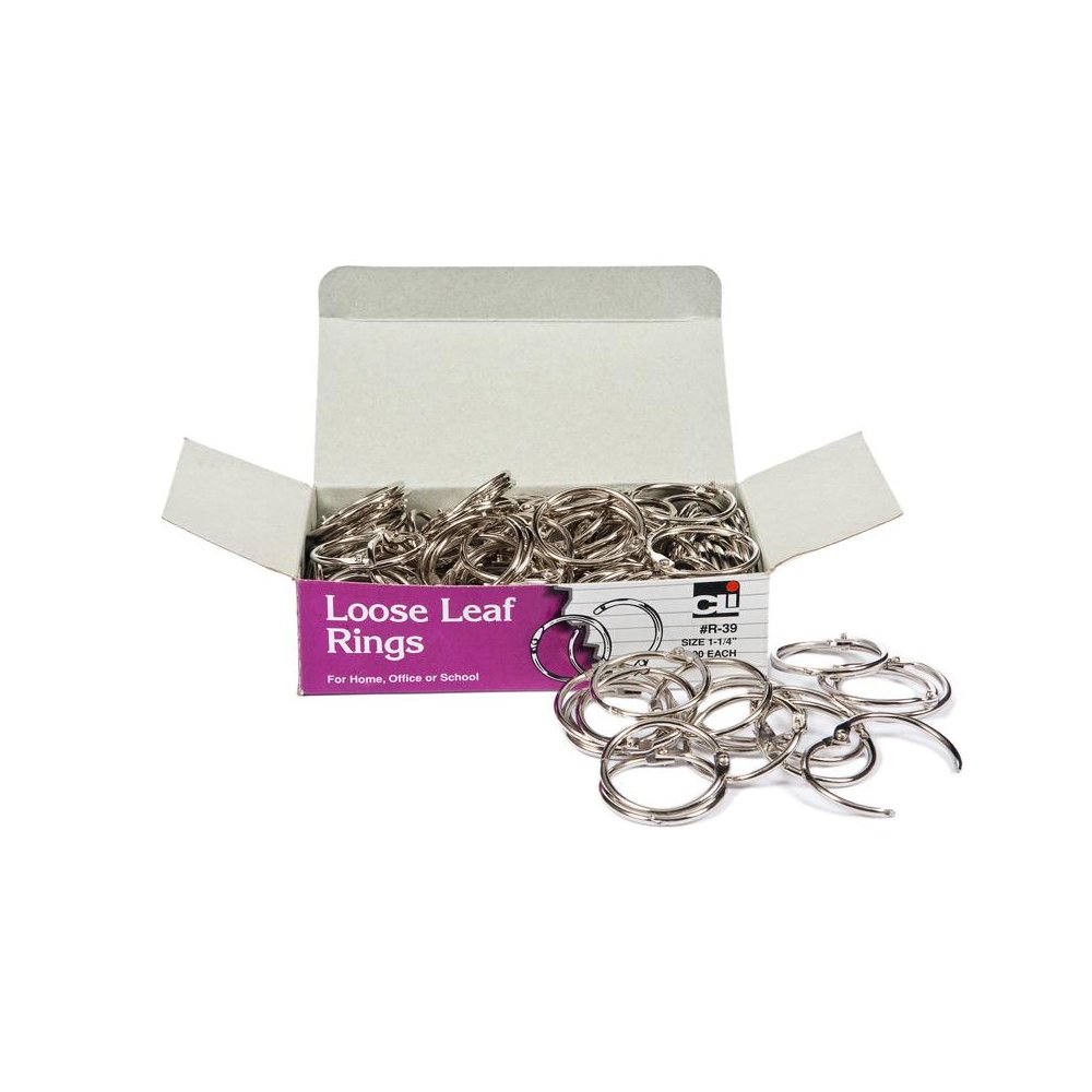 Loose Leaf Rings, 1.25", Box of 100. Picture 1