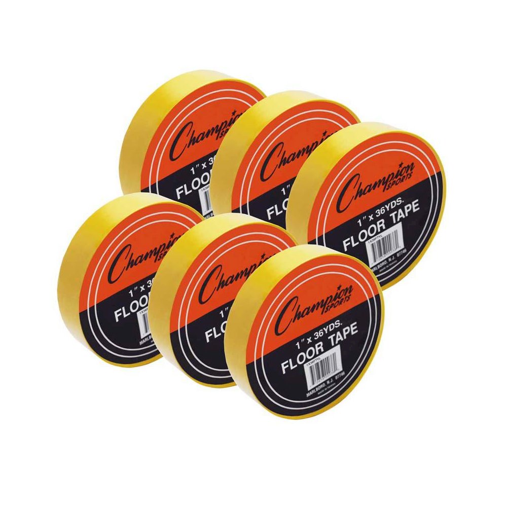Floor Marking Tape, 1" x 36 yd, Yellow, 6 Rolls. Picture 1