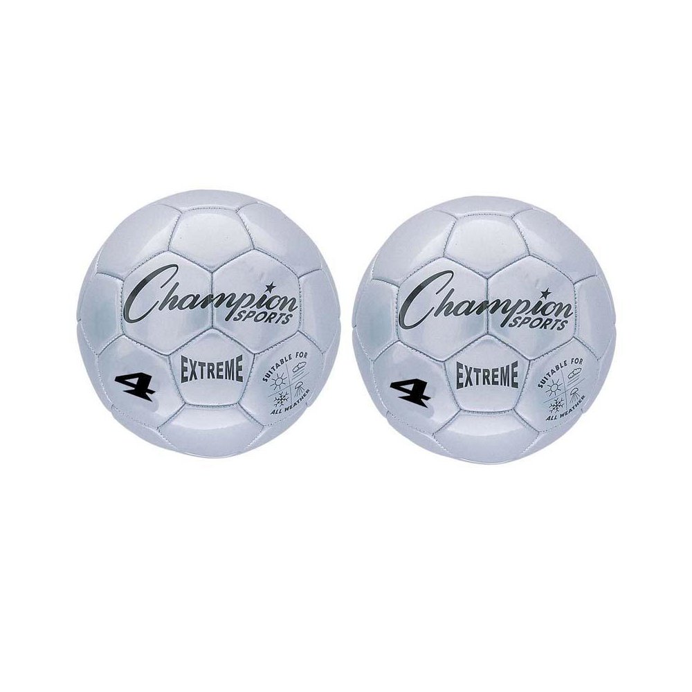 Extreme Soccer Ball, Size 4, Silver, Pack of 2. Picture 1