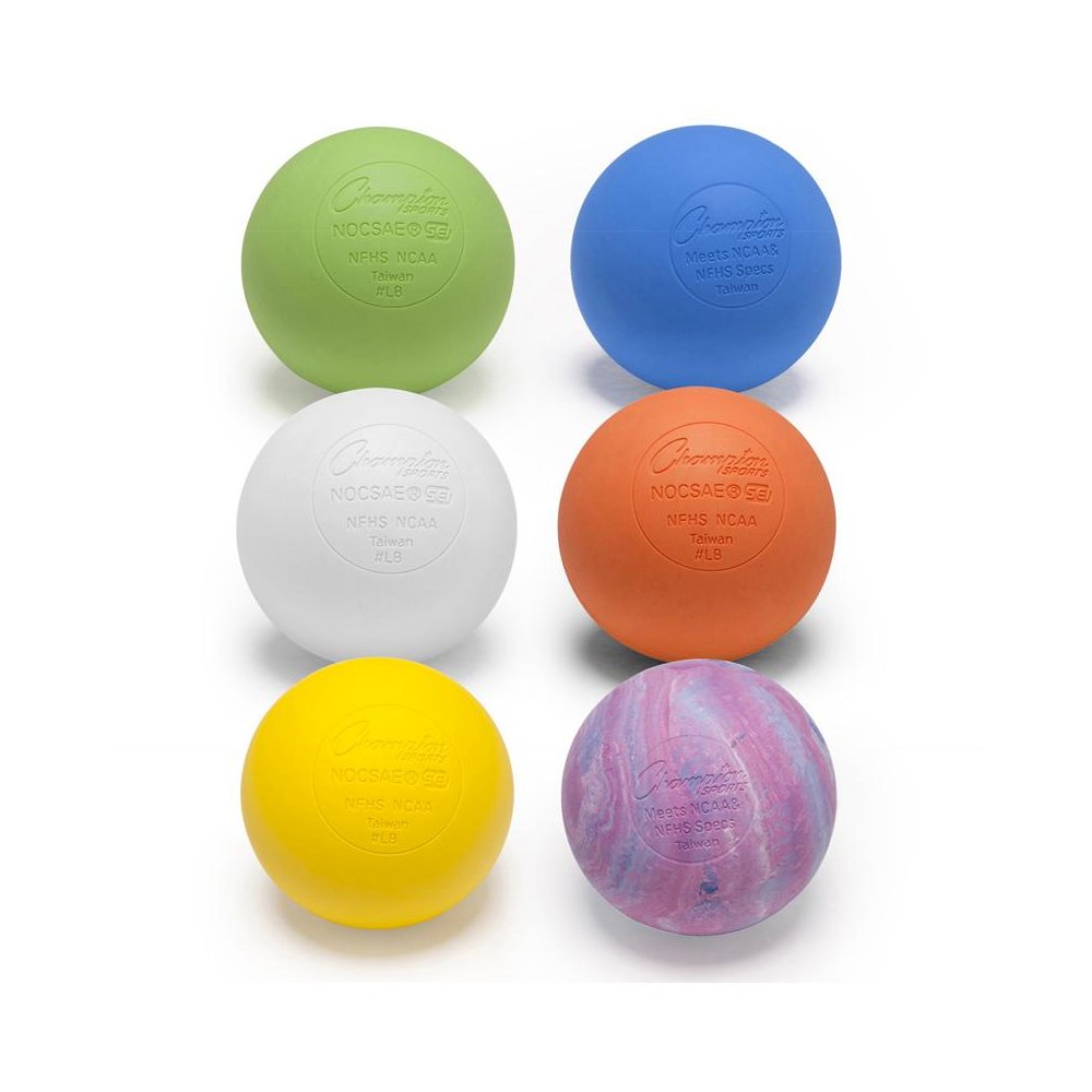 Official Lacrosse Ball Set, 6 Assorted Colors. Picture 1