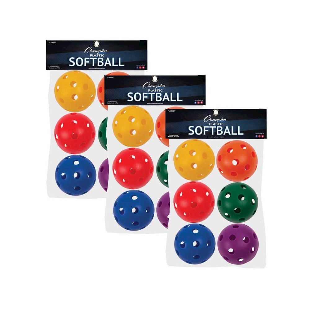 Plastic Softballs, 6 Per Set, 3 Sets. Picture 1