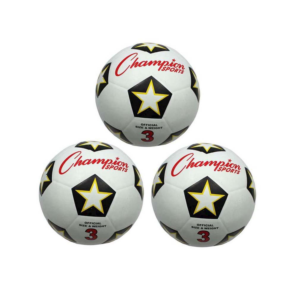 Rubber Soccer Ball, Size 3, Pack of 3. Picture 1