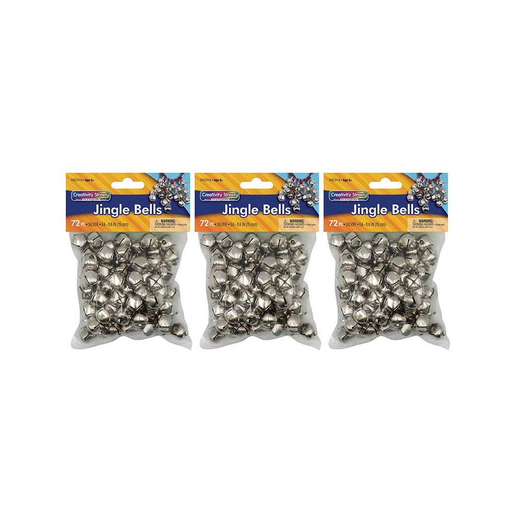 Jingle Bells, Silver, 5/8", 72 Per Pack, 3 Packs. Picture 1