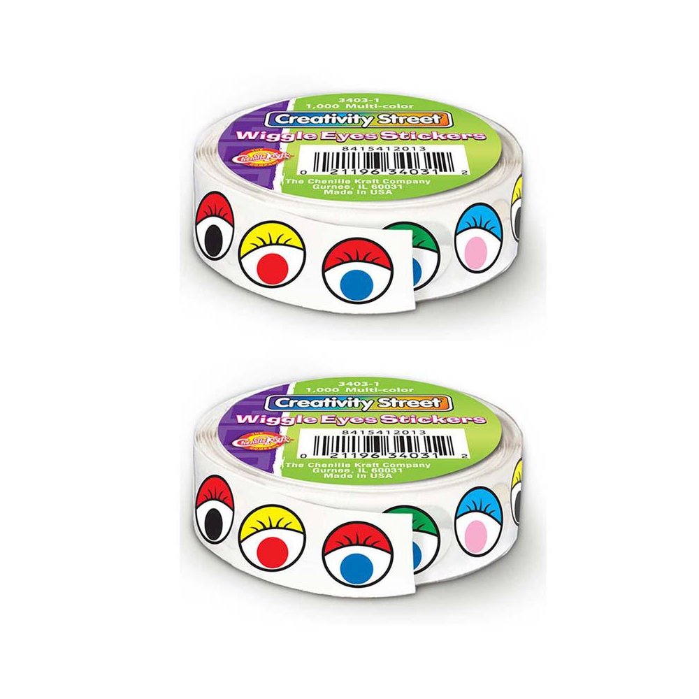 Multicolor Wiggle Eyes Stickers Roll, 2 Rolls. Picture 1