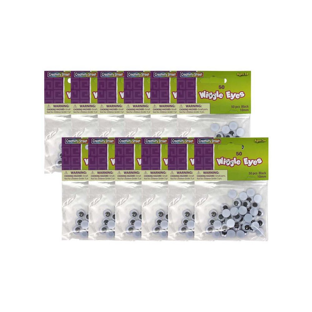 Wiggle Eyes, Black, 10 mm, 50 Per Pack, 12 Packs. Picture 1