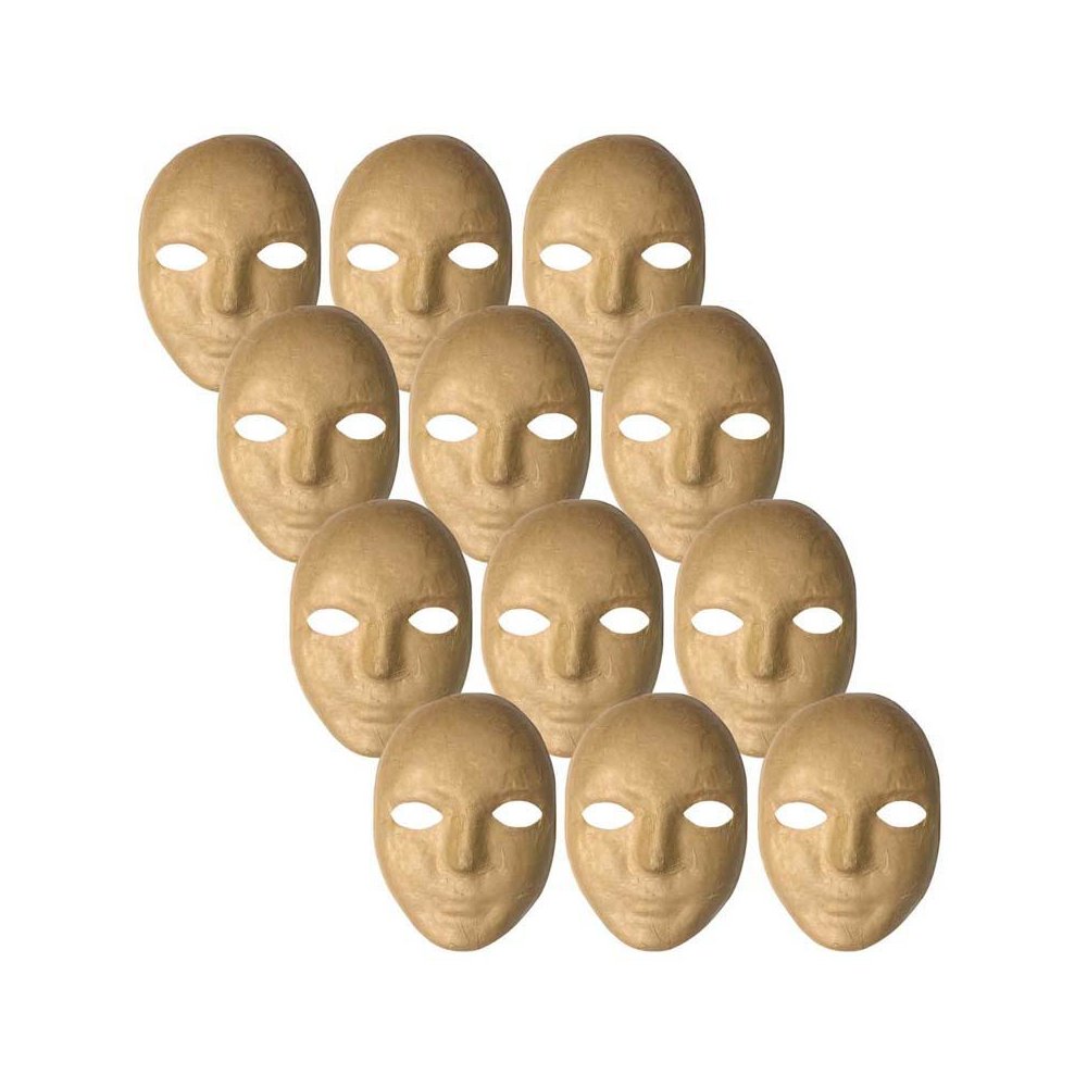 Papier Maché Mask, 8" x 5-1/4", Pack of 12. Picture 1