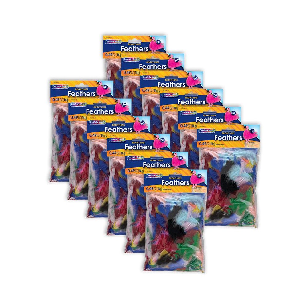 Turkey Plumage Feathers, Assorted Bright Hues, 14 grams Per Pack, 12 Packs. Picture 1