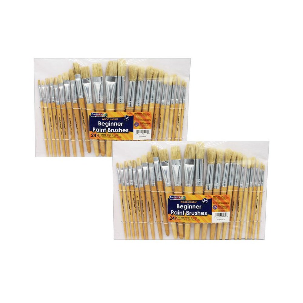 Beginner Paint Brushes, Preschool Brush Set, 24 Brushes Per Pack, 2 Packs. Picture 1