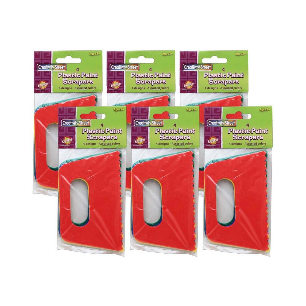 Paint Scrapers, Assorted 4 Patterns, 5" Wide, 4 Per Pack, 6 Packs. Picture 1