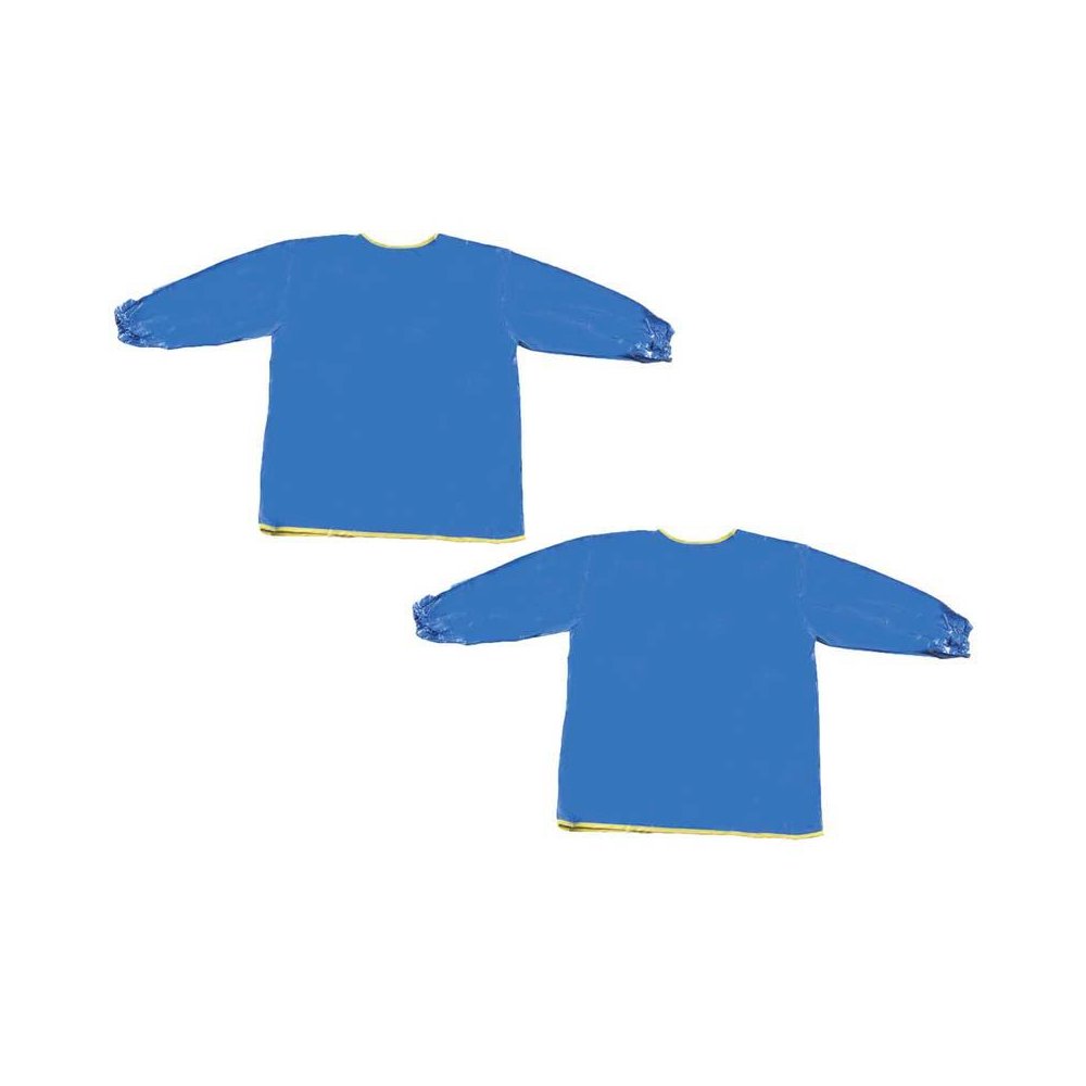 Long Sleeve Plastic Art Smock, Ages 3+, Blue, 22" x 18", Pack of 2. Picture 1