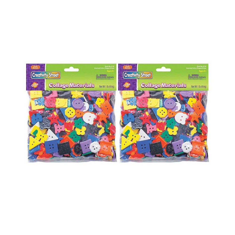 Plastic Buttons, Assorted Colors, 3/4" to 1", 1 lb. Per Pack, 2 Packs. Picture 1