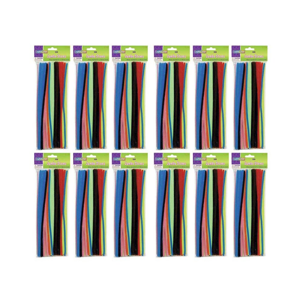 Jumbo Stems, Assorted, 12" x 6 mm, 100 Pieces Per Pack, 12 Packs. Picture 1