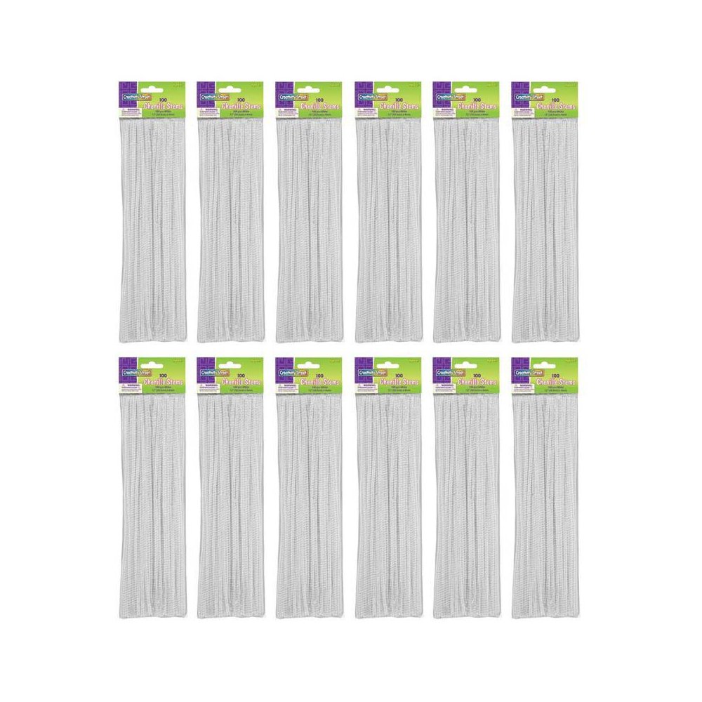 Regular Stems, White, 12" x 4 mm, 100 Per Pack, 12 Packs. Picture 1