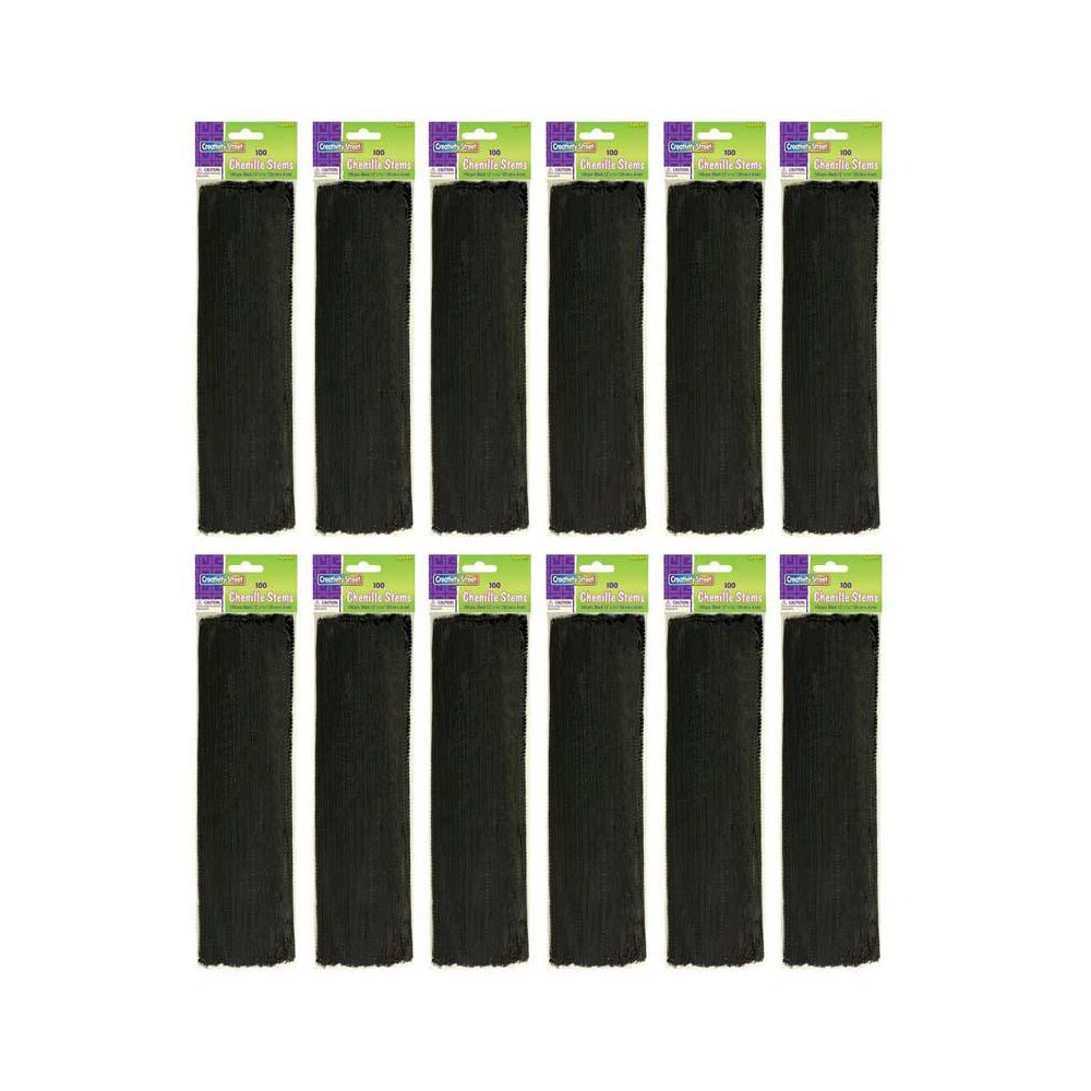 Regular Stems, Black, 12" x 4 mm, 100 Per Pack, 12 Packs. Picture 1