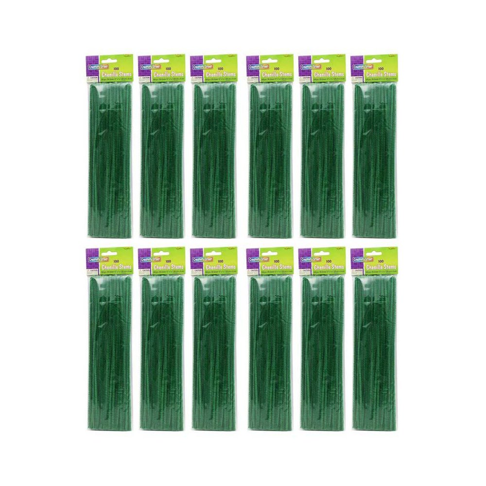 Regular Stems, Dark Green, 12" x 4 mm, 100 Per Pack, 12 Packs. Picture 1