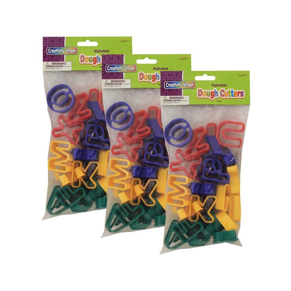 Dough & Clay Cutter Set, Capital Letters, 1-9/16", 26 Pieces Per Pack, 3 Packs. Picture 1