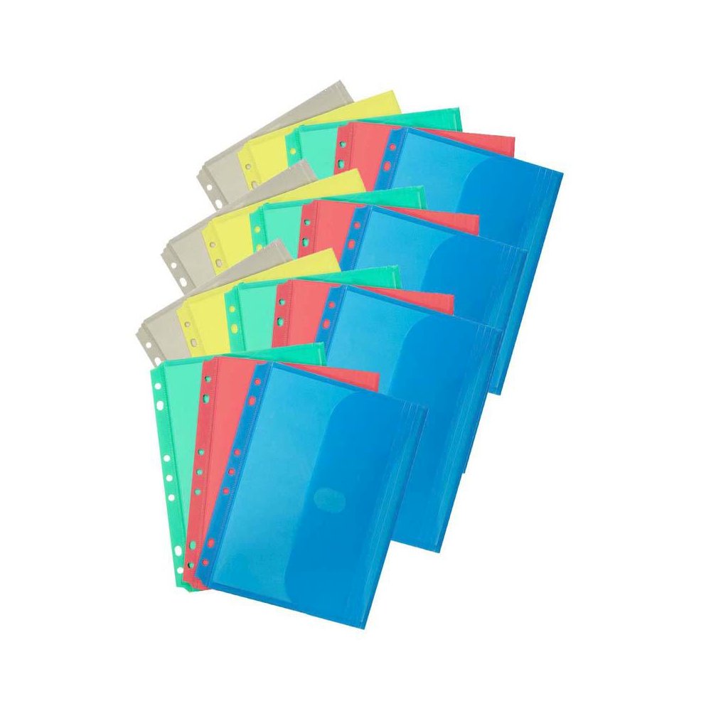 Mini Size Binder Pocket, Side Loading, Assorted, Pack of 18. Picture 1