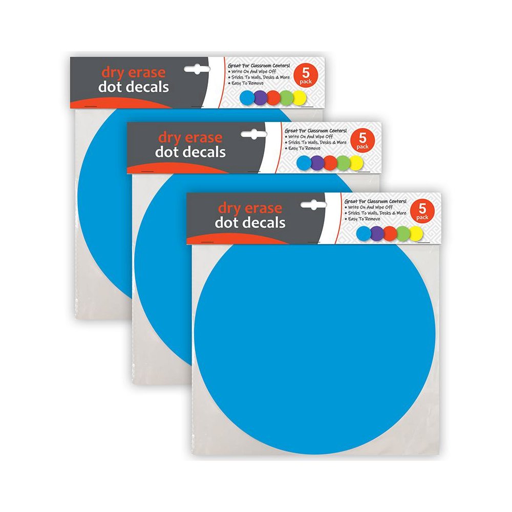 Dry Erase Dot Decals, Assorted, 11", 5 Per Pack, 3 Packs. Picture 1