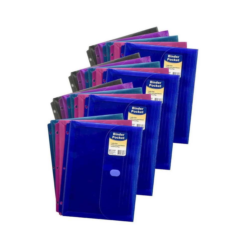 Binder Pocket, Side Loading, Assorted, Pack of 18. Picture 1