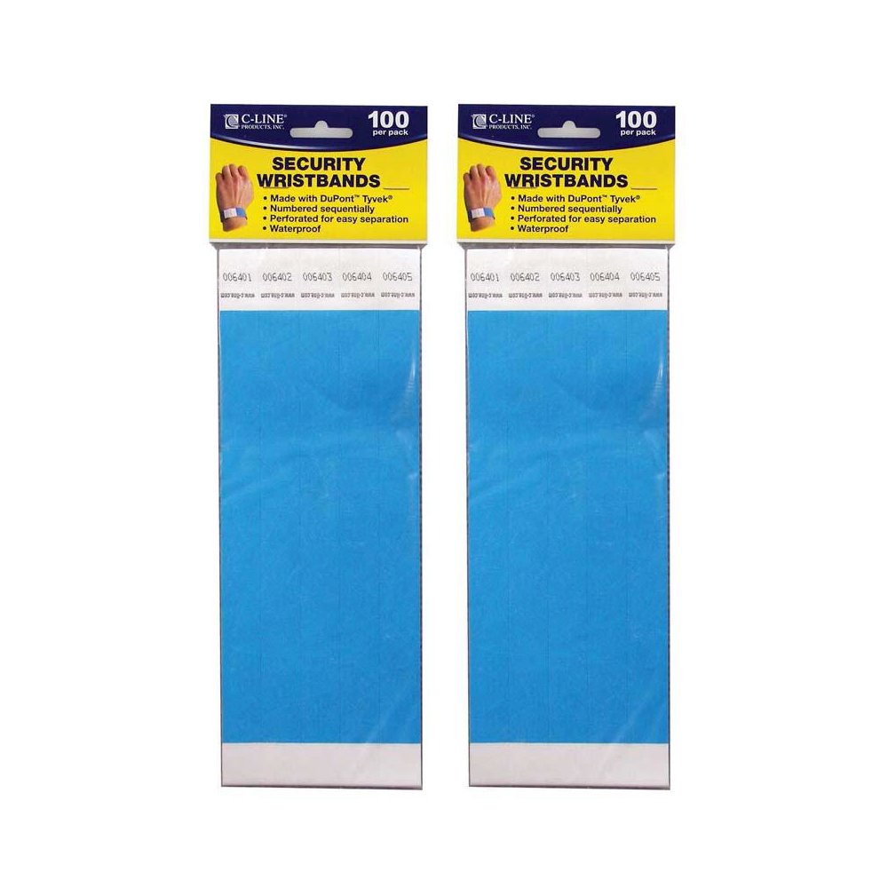 DuPont Tyvek Security Wristbands, Blue, 100 Per Pack, 2 Packs. Picture 1