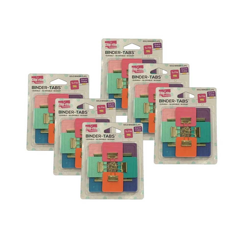 Binder Tabs, Assorted Gold Plated, 8 Per Pack, 6 Packs. Picture 1