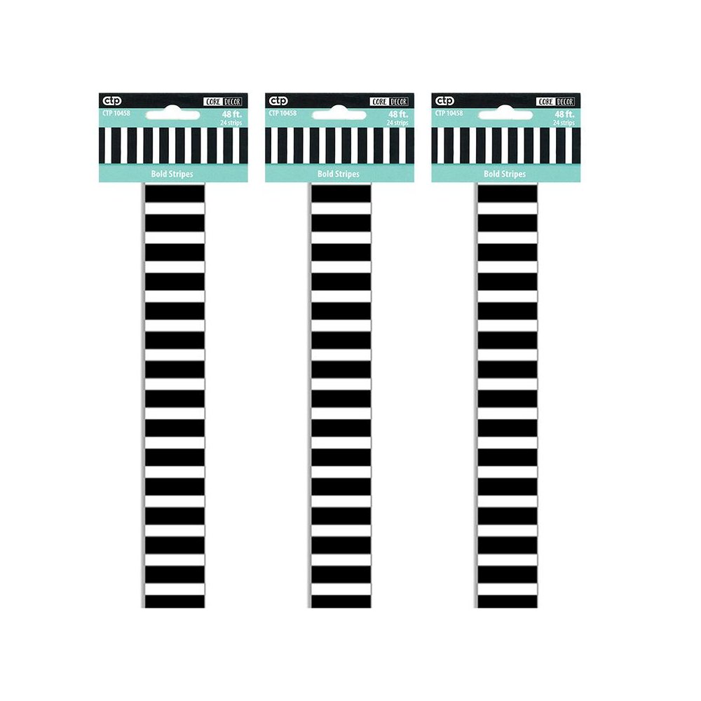 Core Décor Bold Stripes EZ Border, 48 Feet Per Pack, 3 Packs. Picture 1