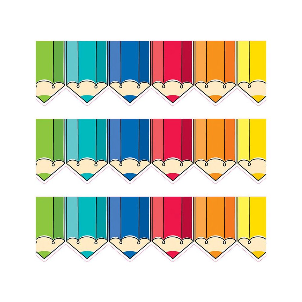 Core Decor Colorful Doodle Pencils EZ Border, 48 Feet Per Pack, 3 Packs. Picture 1