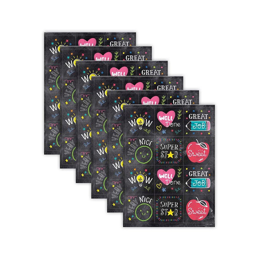 Chalk It Up! Colorful Chalk Reward Stickers, 60 Per Pack, 6 Packs. Picture 1