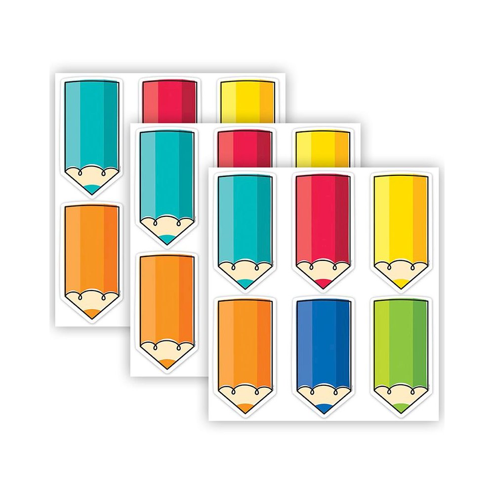 Core Decor Colorful Doodle Pencils 6 Inch Designer Cut-Outs 72 Per Pack, 3 Packs. Picture 1