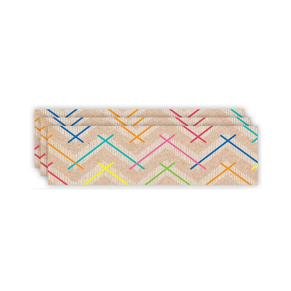 Krafty Pop Colorful Kraft Chevron EZ Border, 48 Feet Per Pack, 3 Packs. Picture 1