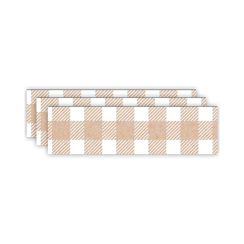 Krafty Pop Kraft Buffalo Check EZ Border, 48 Feet Per Pack, 3 Packs. Picture 1