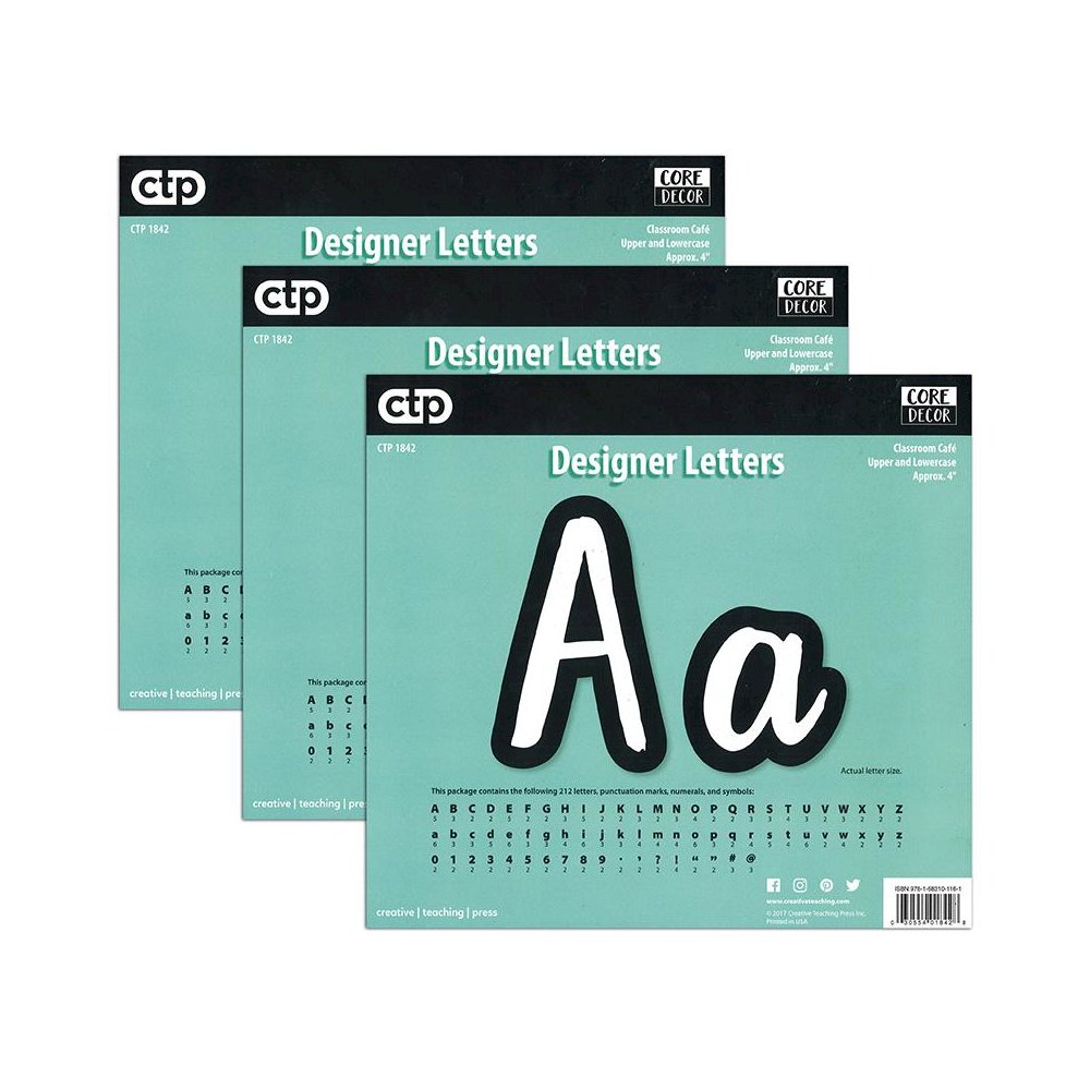 Bold & Bright Classroom Café 4" Designer Letters, 212 Per Pack, 3 Packs. Picture 1
